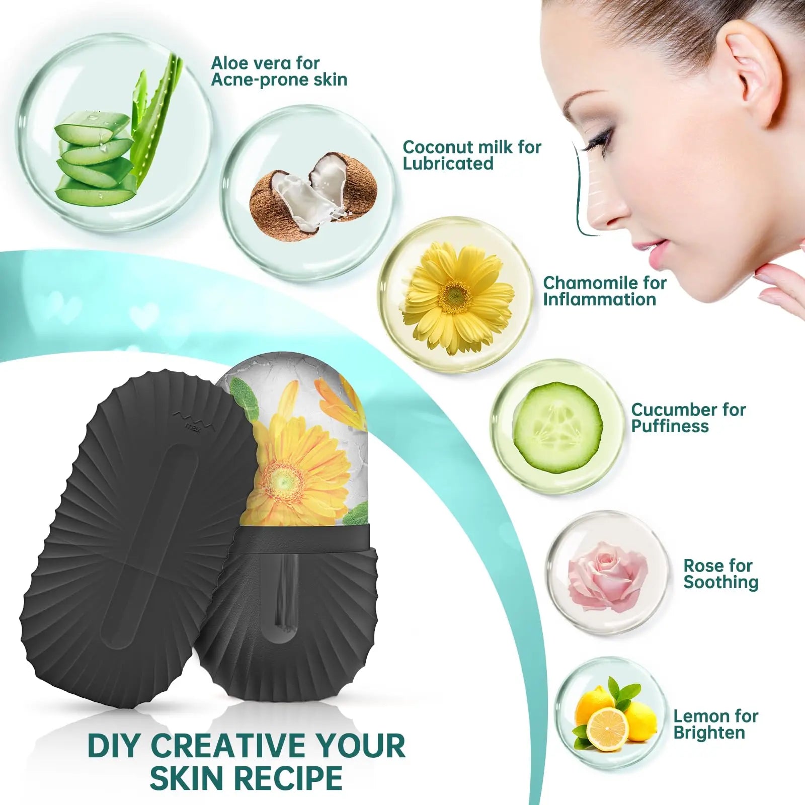 Ice Face Roller Set – Cooling Facial Massager for Glowing Skin
