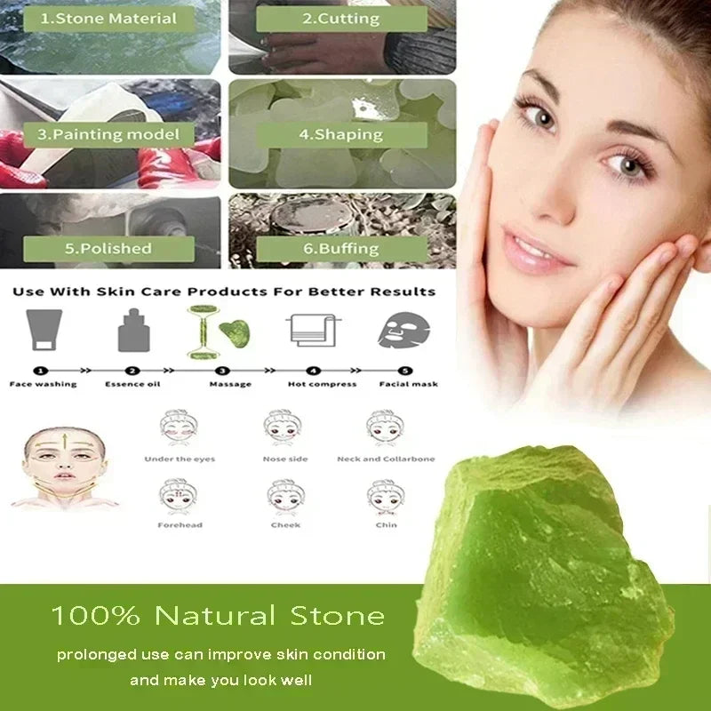 Jade Gua Sha Roller Set – Natural Stone Face Massager